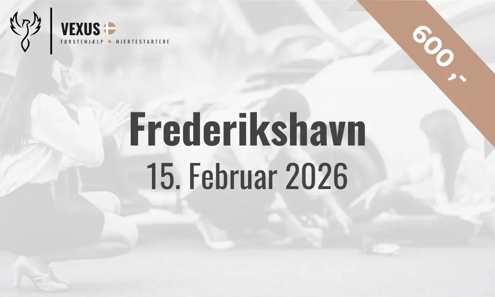 Billede med dato og pris for førstehjælpskursus til kørekort i Frederikshavn 15. februar 2026