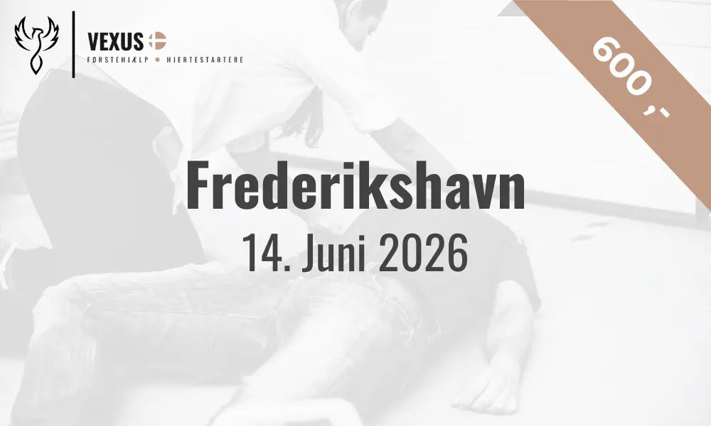 Billede med dato og pris for førstehjælpskursus til kørekort i Frederikshavn 14. juni 2026